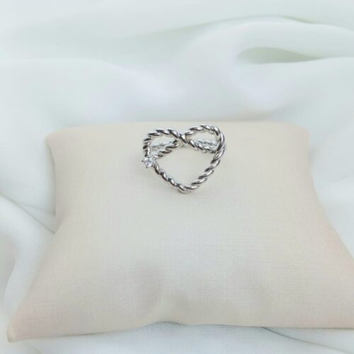 Anel Coração Ródio