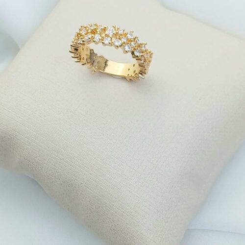 Anel 2 voltas Cravejado com Zircônias B.Ouro