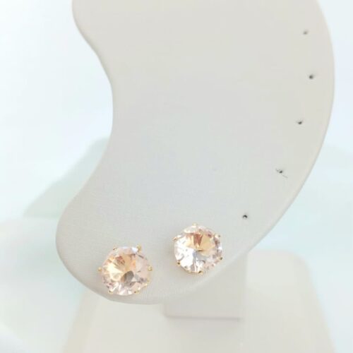 Brinco Ponto de Luz Cristal Rose B.Ouro