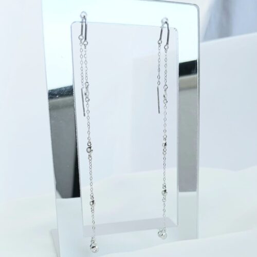 Brinco Agulha Longo com 4 Pedras de Zircônias Prata 925