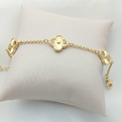 Pulseira C/Pingente Trevo Banho e Ouro