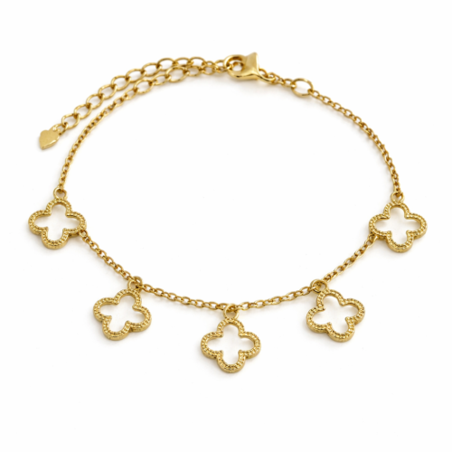 Pulseira Pingente Trevo Vazada B.Ouro