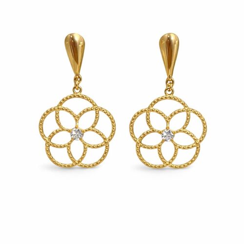 Brinco Pêndulo Flor C/1 Pedra de Zircônias