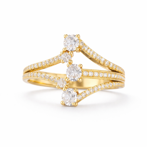 Anel Três Formas Ovais de Zircônia