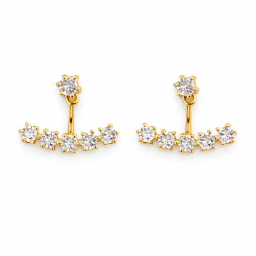 Brinco Ear Cuff Com 5 Pedras de Zircônias B.Ouro