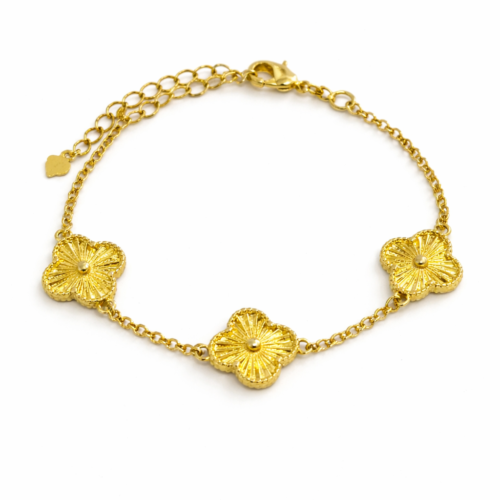 Pulseira C/Pingente Trevo Banho e Ouro