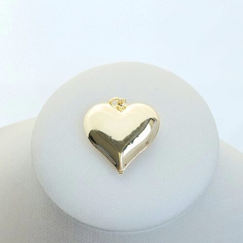 Pingente Coração Grande e Liso no Banho de Ouro 18K