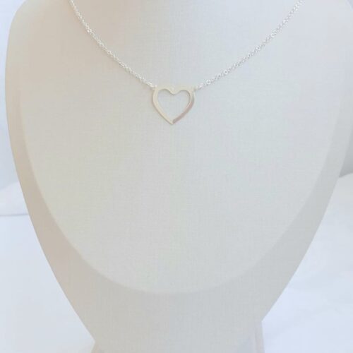 Colar de Prata 925 Coração Vazado Central