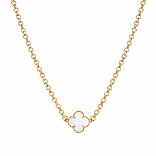 Choker com 01 Trevo Madre Pérola  B.Ouro