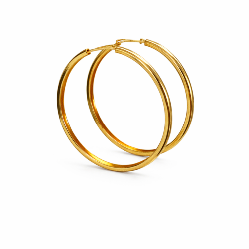 Brinco Argola Lisa Grande no Banho de Ouro 18K