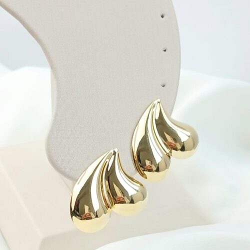 Brinco Gota Duplo Liso B.Ouro