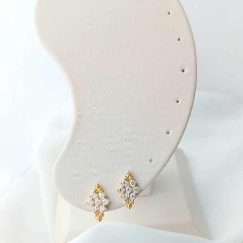 Brinco Peq Formato Diamante com Pedra de Zircônias B.Ouro