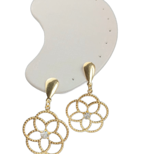 Brinco Pêndulo Flor C/1 Pedra de Zircônias