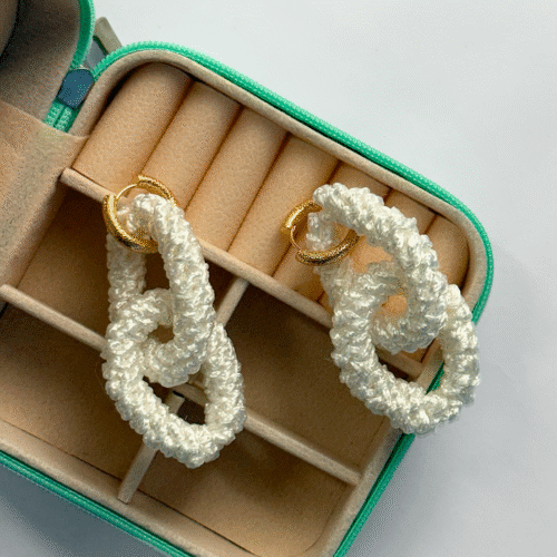 Brinco Argolinha com Textura com Crochê