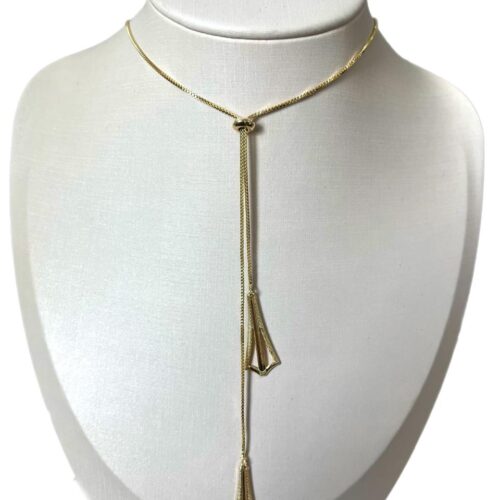 Colar Estilo Gravatinha Leque Regulável Banho de Ouro 18K