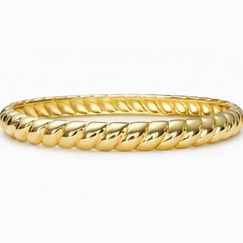 Bracelete com Textura no Banho de Ouro 18K