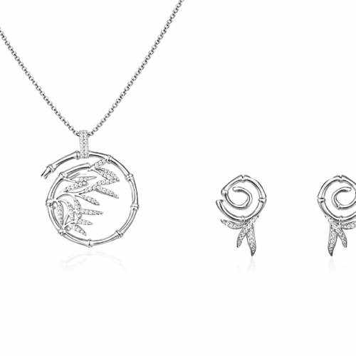 Conjunto Bambu Ródio Branco