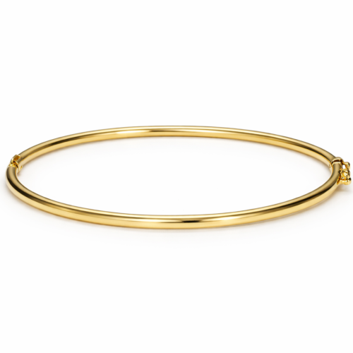 Bracelete Redondo Liso no Banho de Ouro 18K
