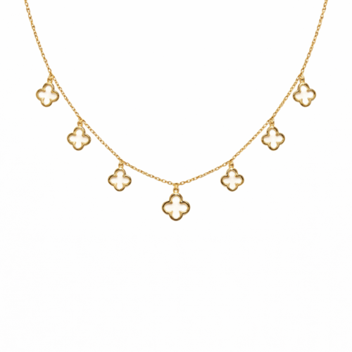 Choker com Pingente Trevo Vazado B. Ouro