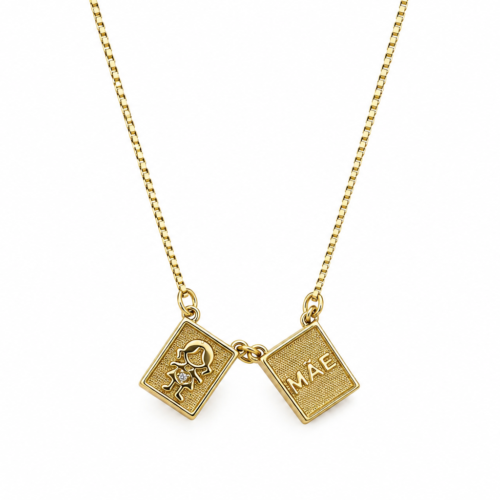 Colar Chapinha Menina e Mãe Banho ouro 18k