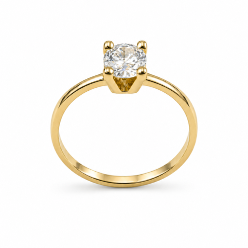 anel solitario banho ouro 18K